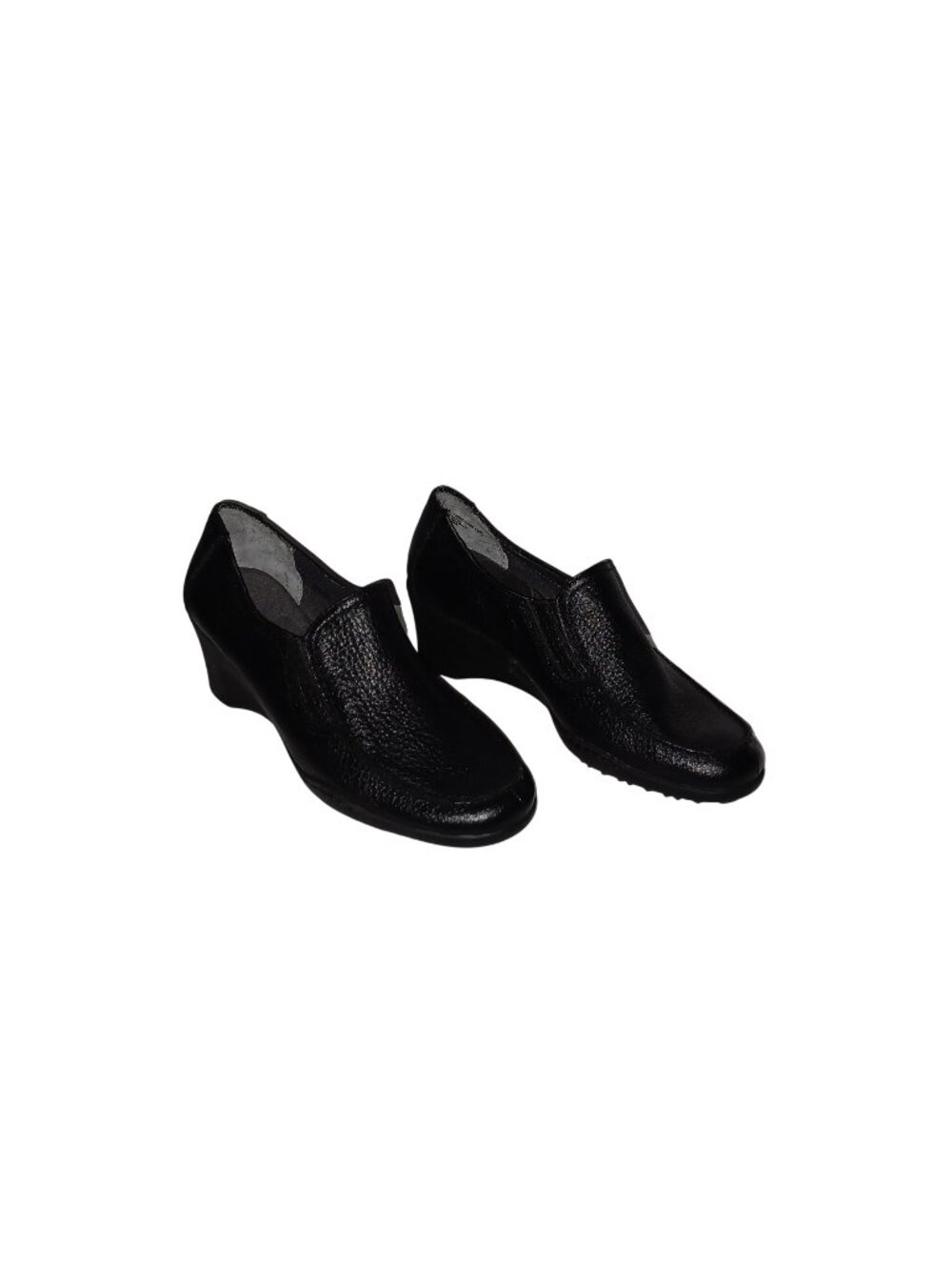 Aerosols Shoes NWOT Minimalist Wedge Heel Slip On Loafer Black Leather Women 7.5